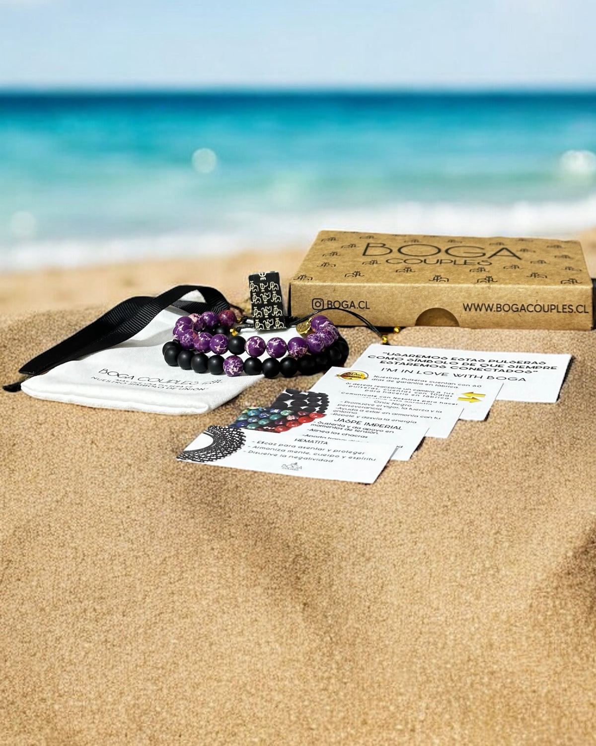 Pulseras de Distancia Jaspe Violeta y Onix