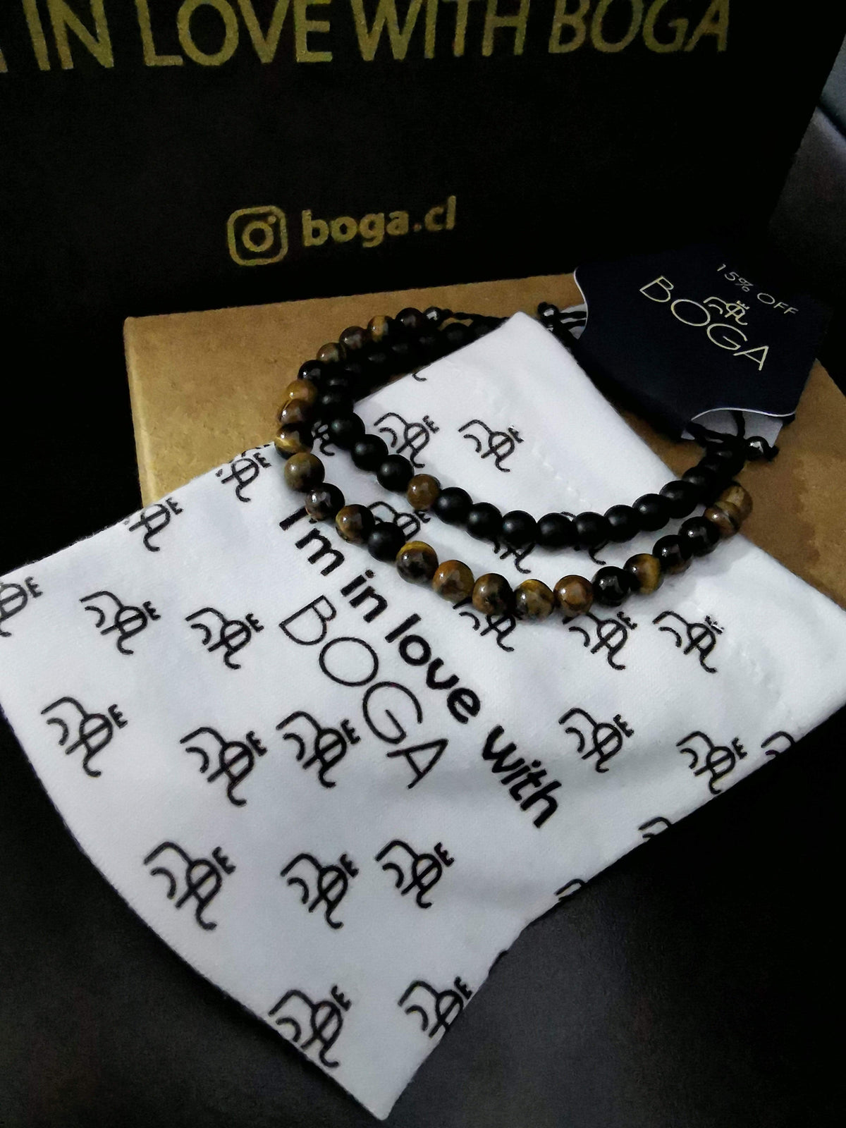 Pulseras de Distancia Mini Onix y Ojo de Tigre.