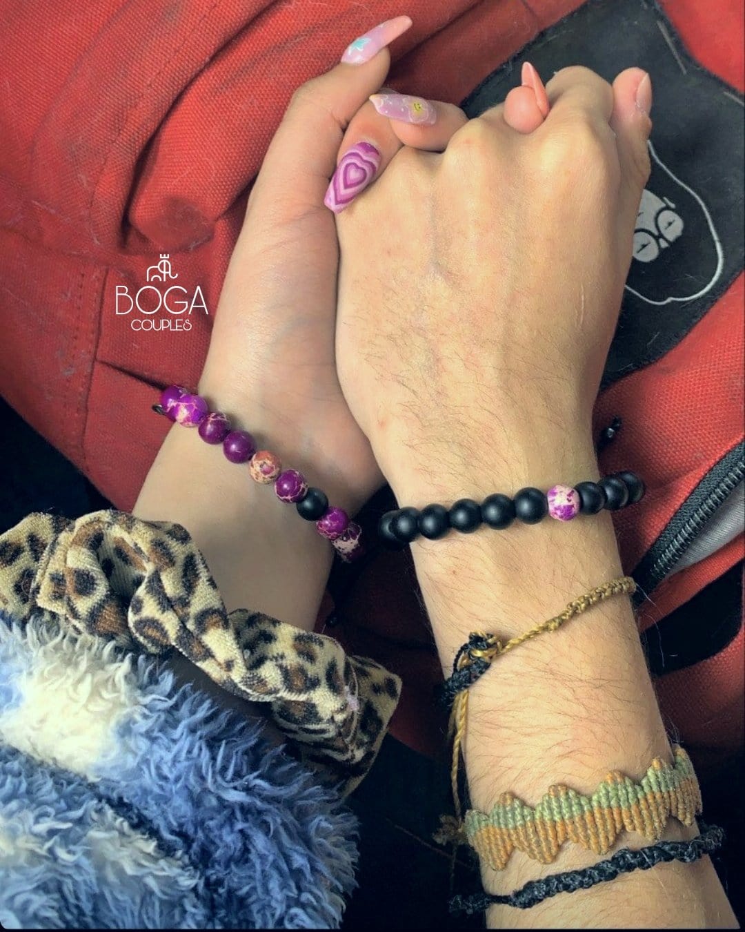 Pulseras de Distancia Jaspe Violeta y Onix
