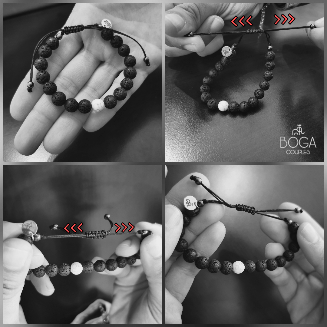 Pulseras De Distancia Howlita Roja y Onix